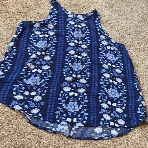 Flowy blue flower tank